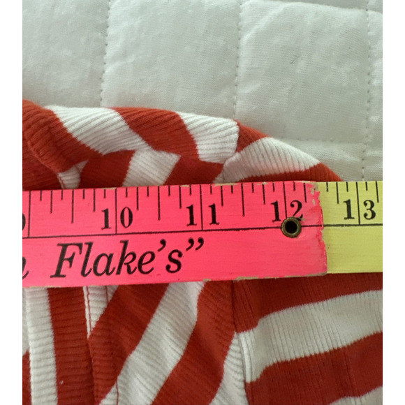 MAEVE ANTHROPOLOGIE Womens Top XXS Front Zip Scoop Neck Orange Striped Preppy - Picture 12 of 12